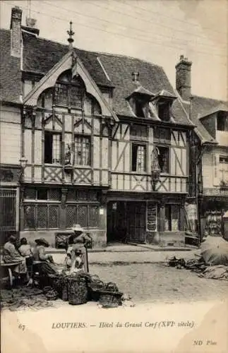 Ak Louviers Eure, Hotel du Grand Cerf, XVIe siecle