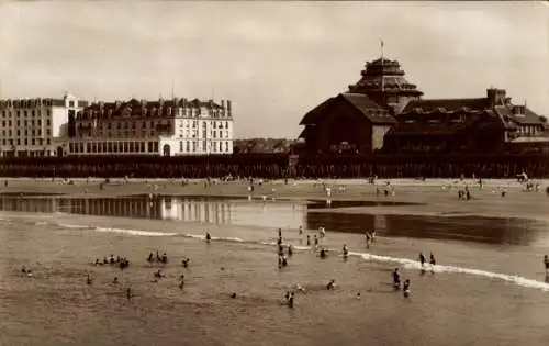 Ak Saint Malo Ille et Vilaine Bretagne, Casino, Hotel Franklin, Strand