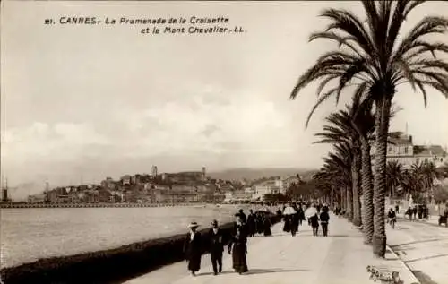 Ak Cannes Alpes Maritimes, Promenade de la Croisette, Mont Chevalier