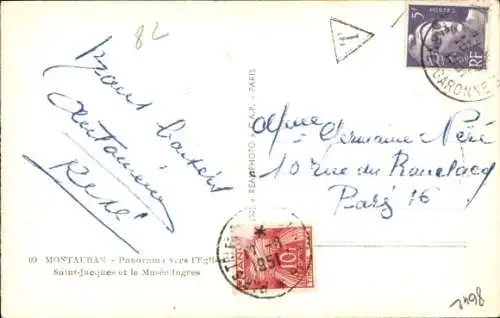 Ak Montauban Tarn et Garonne, Panorama Richtung Kirche Saint Jacques und Musee Ingres