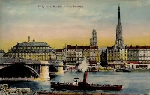 Ak Rouen Seine Maritime, Pont Boieldieu, Turm