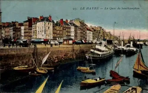 Ak Le Havre Seine Maritime, Quai de Southampton