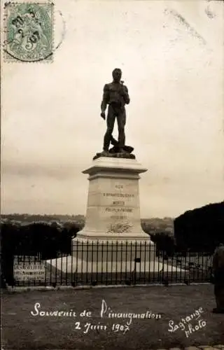 Ak Bourges-Cher, Denkmal, Erinnerung an die Einweihung, 2. Juni 1907