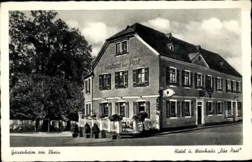 Ak Geisenheim am Rhein Hessen, Hotel und Weinhaus zur Post, Außenansicht, Inh. Karl Hof