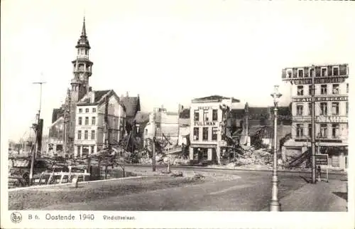 Ak Oostende Ostende Westflandern, Vindictivelaan 1940, Zerstörungen