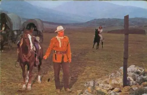 Sammelbild Karl May, Filmszene Winnetou III, Unter Geiern, Nr. 237, Old Surehand, Kreuz