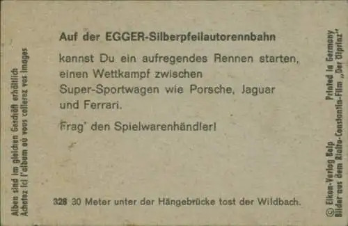 Sammelbild Karl May, Filmszene Der Ölprinz, Nr. 328 Wildbach, Hängebrücke