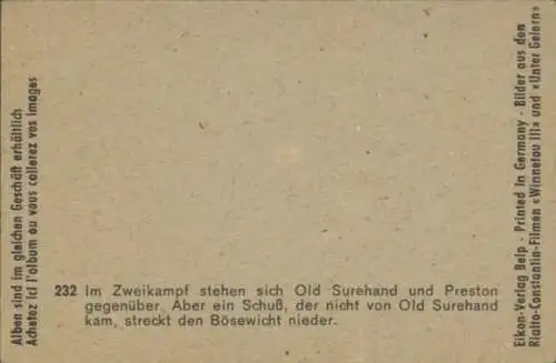 Sammelbild Karl May, Filmszene Winnetou III, Unter Geiern, Nr. 232, Preston