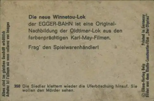 Sammelbild Karl May, Filmszene Der Ölprinz, Nr. 350, Siedler klettern Uferböschung hinauf