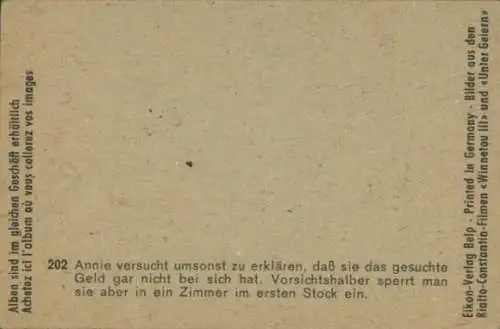 Sammelbild Karl May, Filmszene Winnetou III, Unter Geiern, Nr. 202, Annie