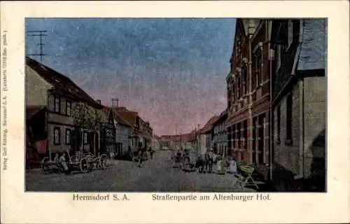 Luna Ak Hermsdorf in Thüringen, Straßenpartie am Hotel Altenburger Hof