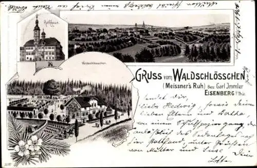 Litho Eisenberg in Thüringen, Gasthaus Waldschlösschen, Meissner's Ruh