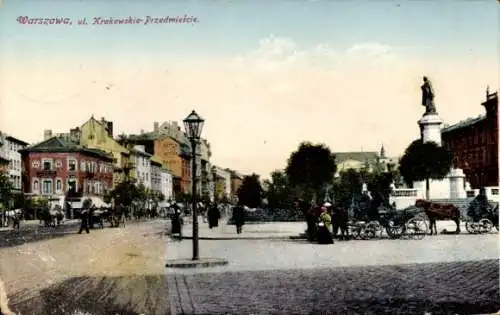 Ak Warszawa Warschau Polen, Ulica Krakowskie Przedmiescie, Denkmal, Straße