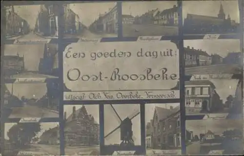 Passepartout Ak Oostrozebeke Westflandern Belgien, Windmühle, Gasthof, Rathaus