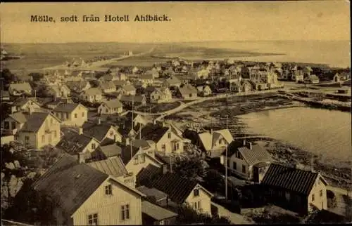 Ak Mölle Schweden, Blick vom Ahlbäck Hotel auf die Stadt