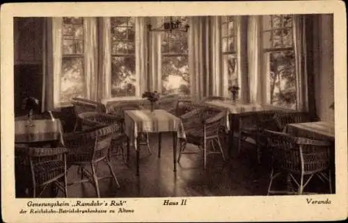 Ak Hamburg Altona, Genesungsheim Ramdohrs Ruh, Haus 2, Veranda