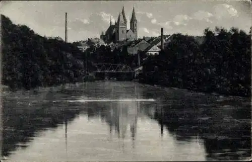 Ak Kolín Köln an der Elbe Mittelböhmen, Kirche vom Wasser aus gesehen