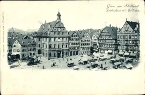 Ak Stuttgart in Württemberg, Rathaus am Marktplatz