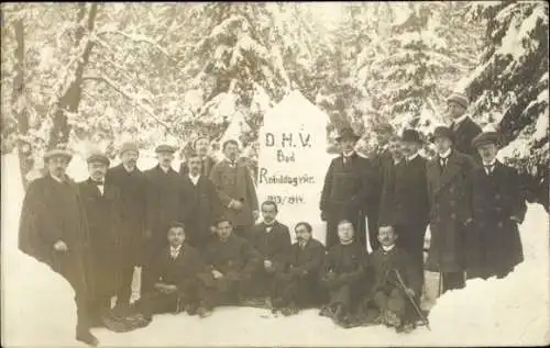 Foto Ak Bad Reiboldsgrün Auerbach im Vogtland, Gruppenportrait, D. H. V. im Winter