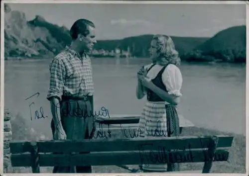 Foto Schauspieler Waltraut Haas mit Louis Soldan, Filmszene, Autogramm