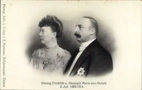 Ak Herzog Friedrich II von Anhalt, Herzogin Marie, Silberhochzeit 1914