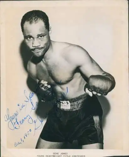 Foto Boxer Gene Jones, Portrait, Autogramm