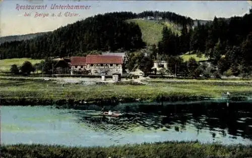 Ak Berga an der Weißen Elster Thüringen, Elstertal, Restaurant Unterhammer