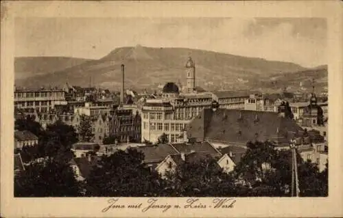 Ak Jena in Thüringen, Stadt mit Jenzig und Zeiss Werk