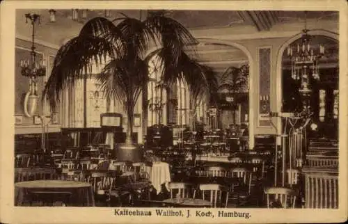 Ak Hamburg Nord Hohenfelde, Caféhaus Wallhof, Innenansicht