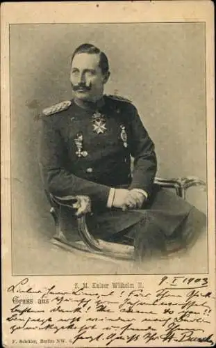 Ak Kaiser Wilhelm II., Porträt in Uniform