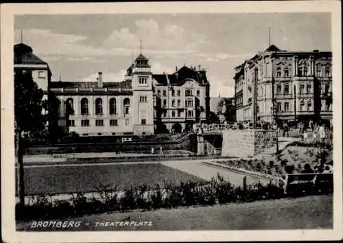 Ak Bydgoszcz Bromberg Westpreußen, Theaterplatz, Brücke