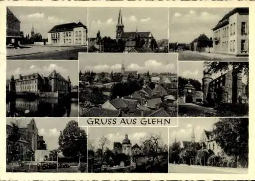 Ak Glehn Korschenbroich am Niederrhein, Gesamtansicht, Denkmal, Kirche