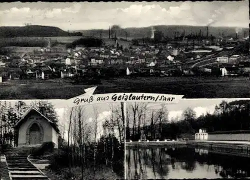 Ak Geislautern Völklingen im Saarland, Gesamtansicht, Kirche