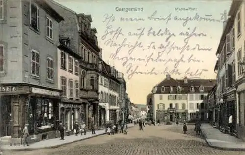 Ak Sarreguemines Saargemünd Lothringen Moselle, Marktplatz