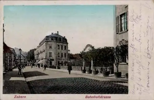 Ak Saverne Zabern Elsass Bas Rhin, Bahnhofstraße