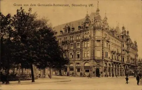 Ak Strasbourg Straßburg Elsass Bas Rhin, Restaurant Germania