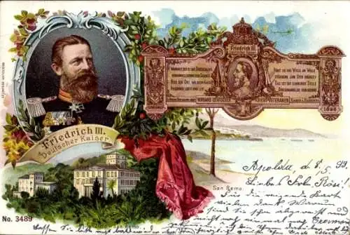 Litho San Remo Ligurien, Villa Zinio, Kaiser Friedrich III.