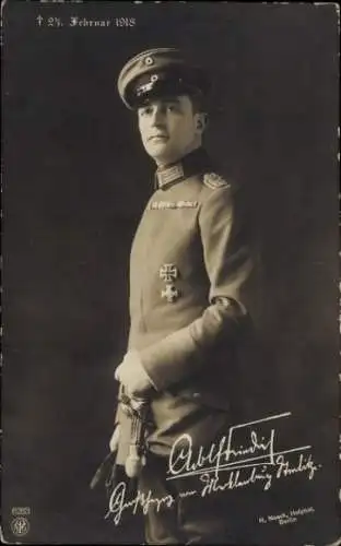 Ak Großherzog Adolf Friedrich von Mecklenburg Strelitz, Portrait in Uniform