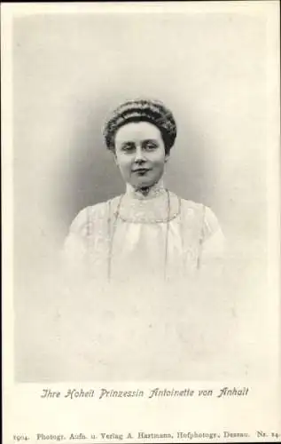 Ak Prinzessin Antoinette von Anhalt, Portrait