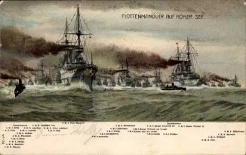 Ak Deutsche Kriegsschiffe, Flottenmanöver, Kaiserliche Marine