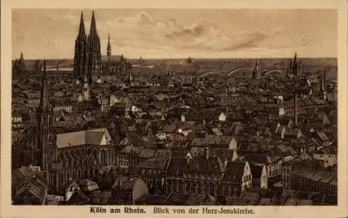 Ak Köln am Rhein, Teilansicht, Dom, Blick von Herz-Jesukirche