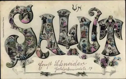 Buchstaben Ak Salut, Frauenportraits