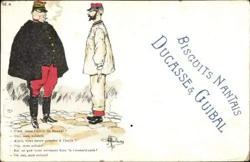 Künstler Ak Guillaume, Albert, Biscuits Nantais Ducasse & Guibal, soldats francais