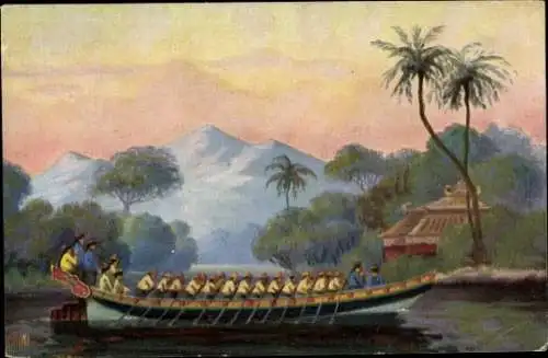 Künstler Ak Rave, Chr., Marine Galerie 80, Mandarinenboot, Cochinchina, 19. Jahrhundert