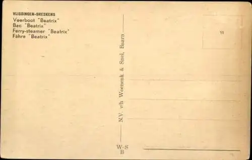 Ak Fährschiff Beatrix, Verbindung Vlissingen Breskens