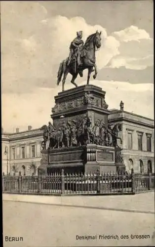 Ak Berlin Mitte, Unter den Linden, Denkmal Friedrich der Große