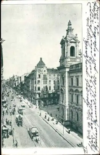 Ak Berlin Mitte, Leipziger Straße, Pferdestraßenbahn