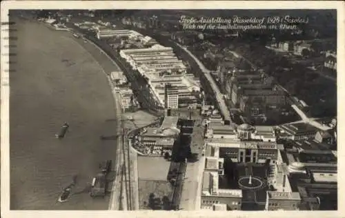 Ak Düsseldorf am Rhein, Fliegeraufnahme, Blick auf die Ausstellungshallen, Große Ausstellung 1926