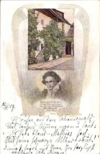 Ak Komponist Ludwig van Beethoven, Porträt, Wohnhaus