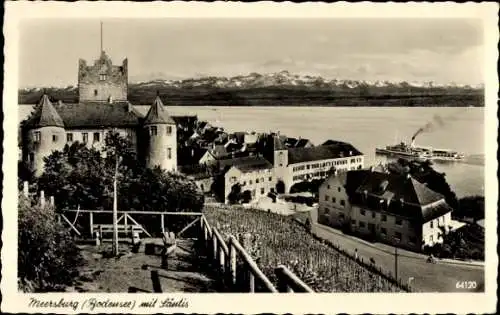 Ak Meersburg am Bodensee, Teilansicht, Blick zum Säntis